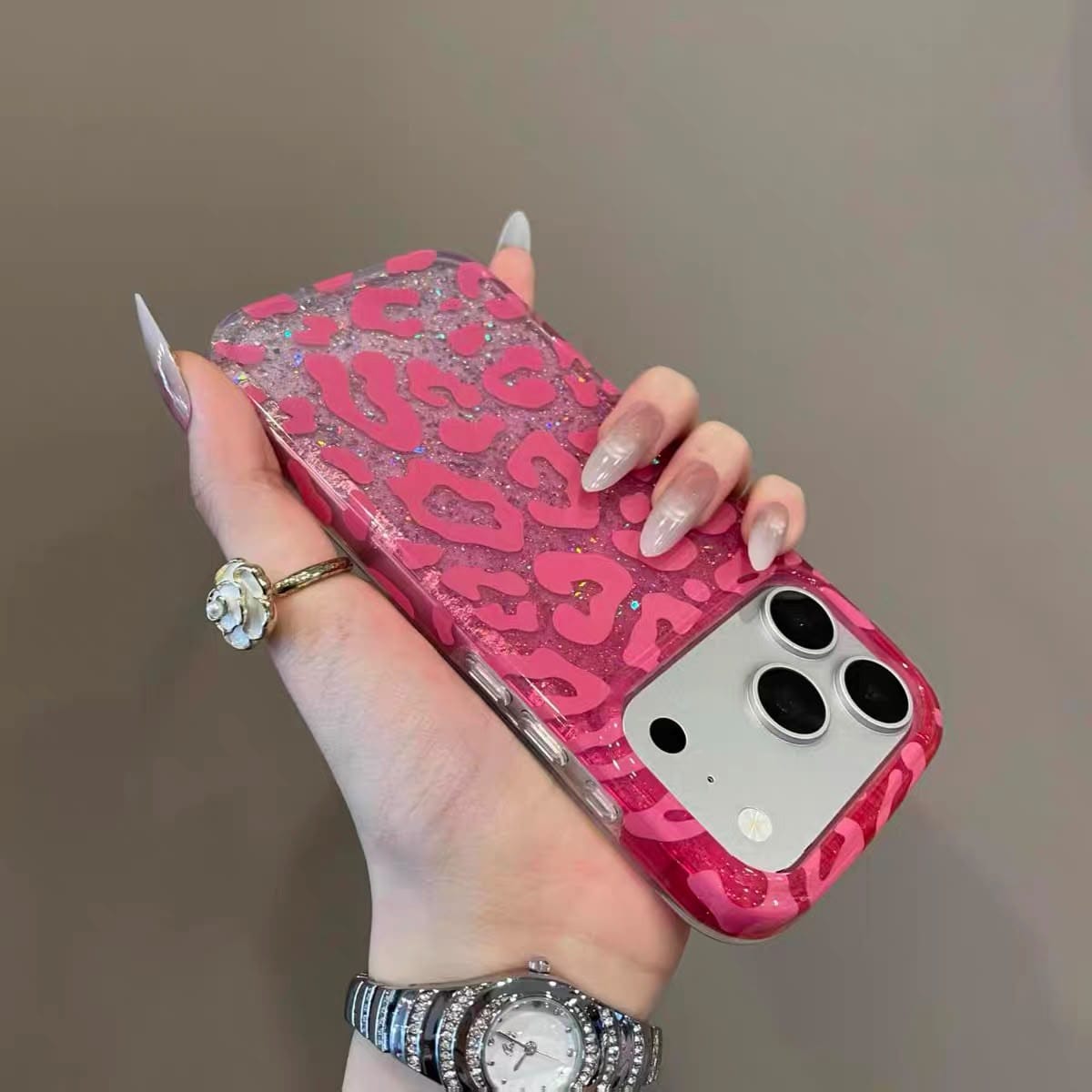 Glitter Leopard Print Case for iPhone | Sparkle TPU Protective Cover