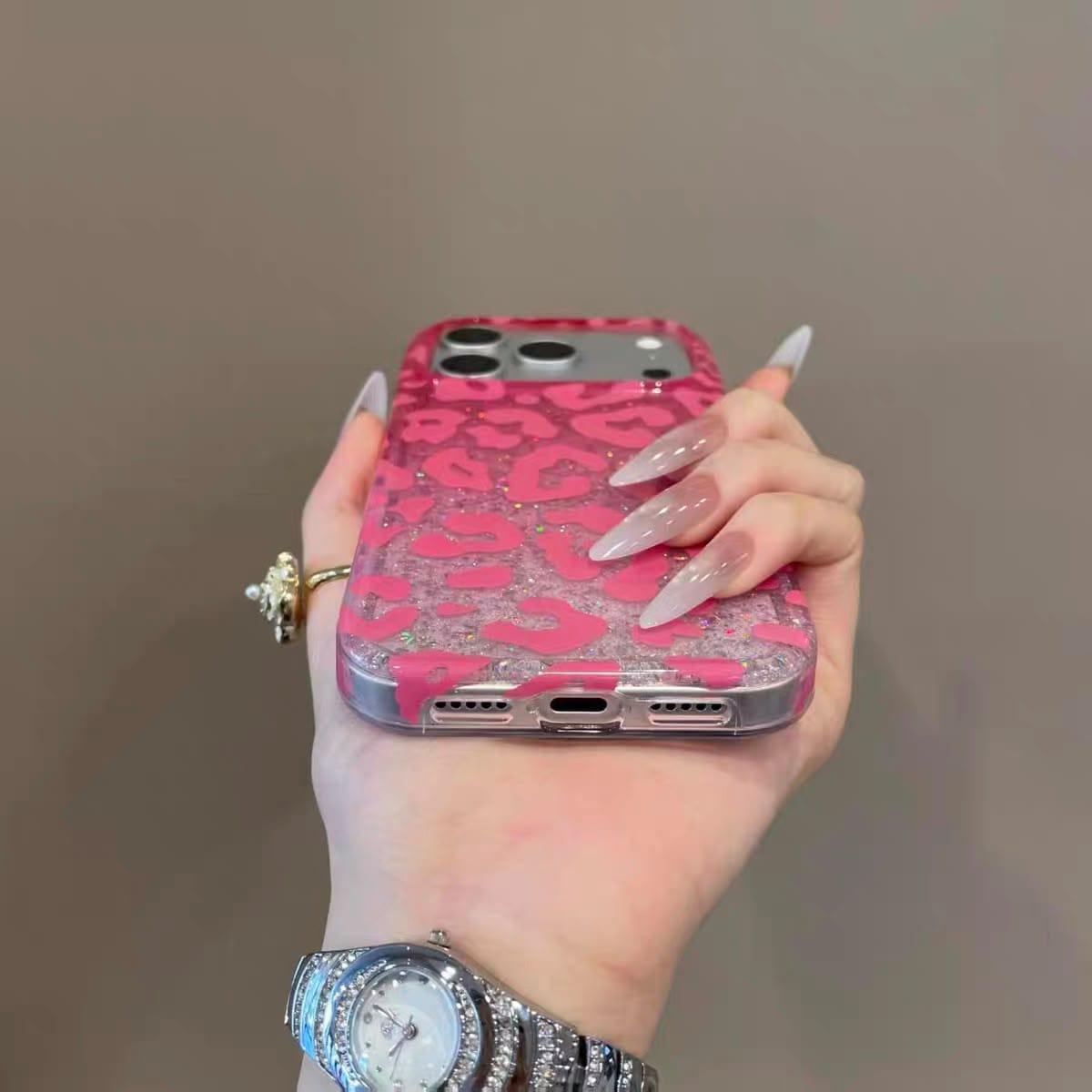 Glitter Leopard Print Case for iPhone | Sparkle TPU Protective Cover