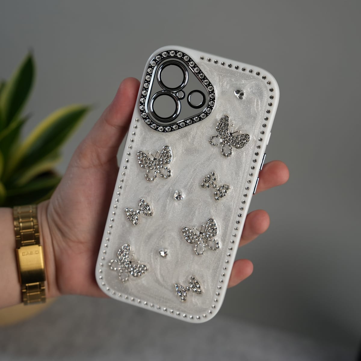 iPhone Elegant Butterfly Charm Case | Premium Pearl Finish Designer Cover