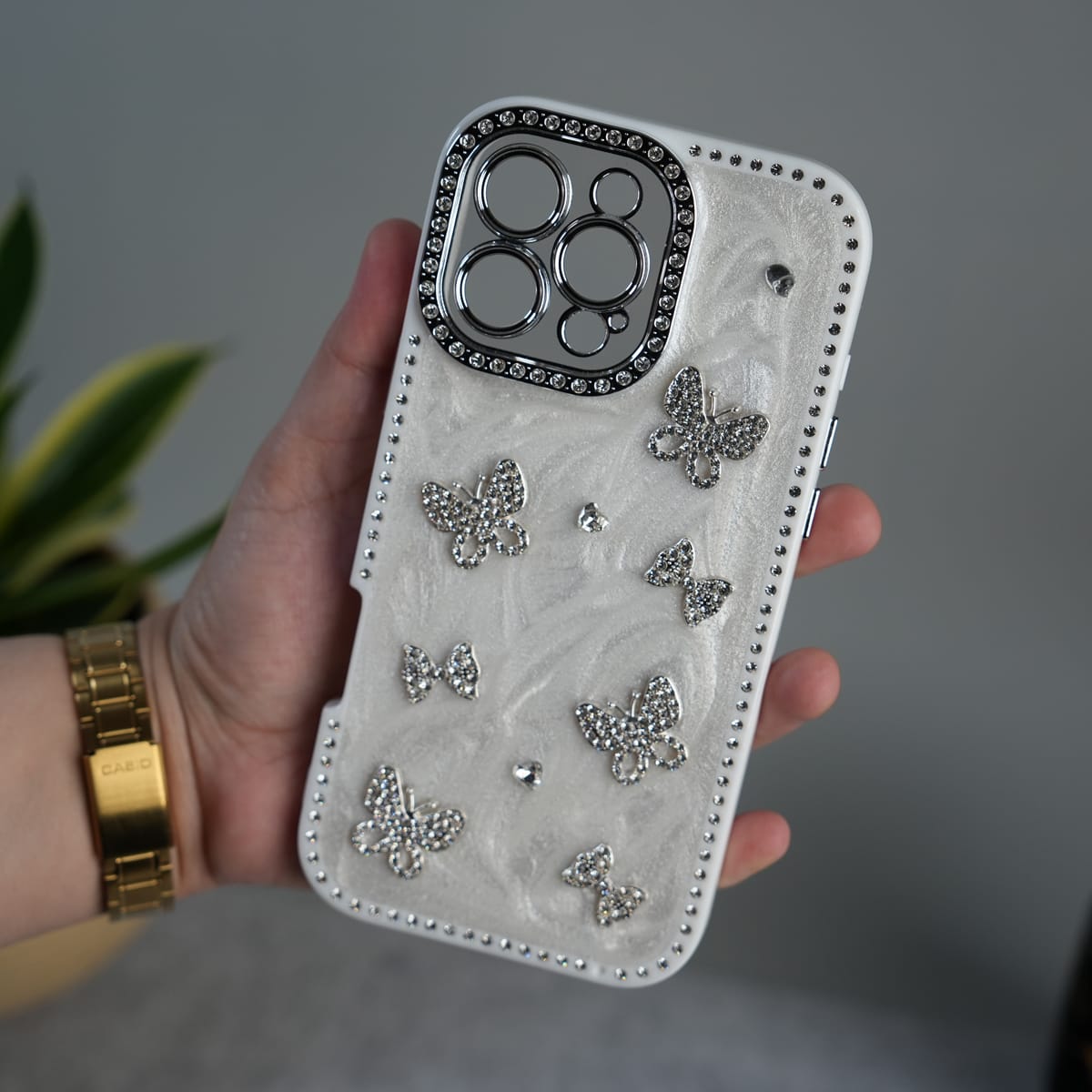 iPhone Elegant Butterfly Charm Case | Premium Pearl Finish Designer Cover