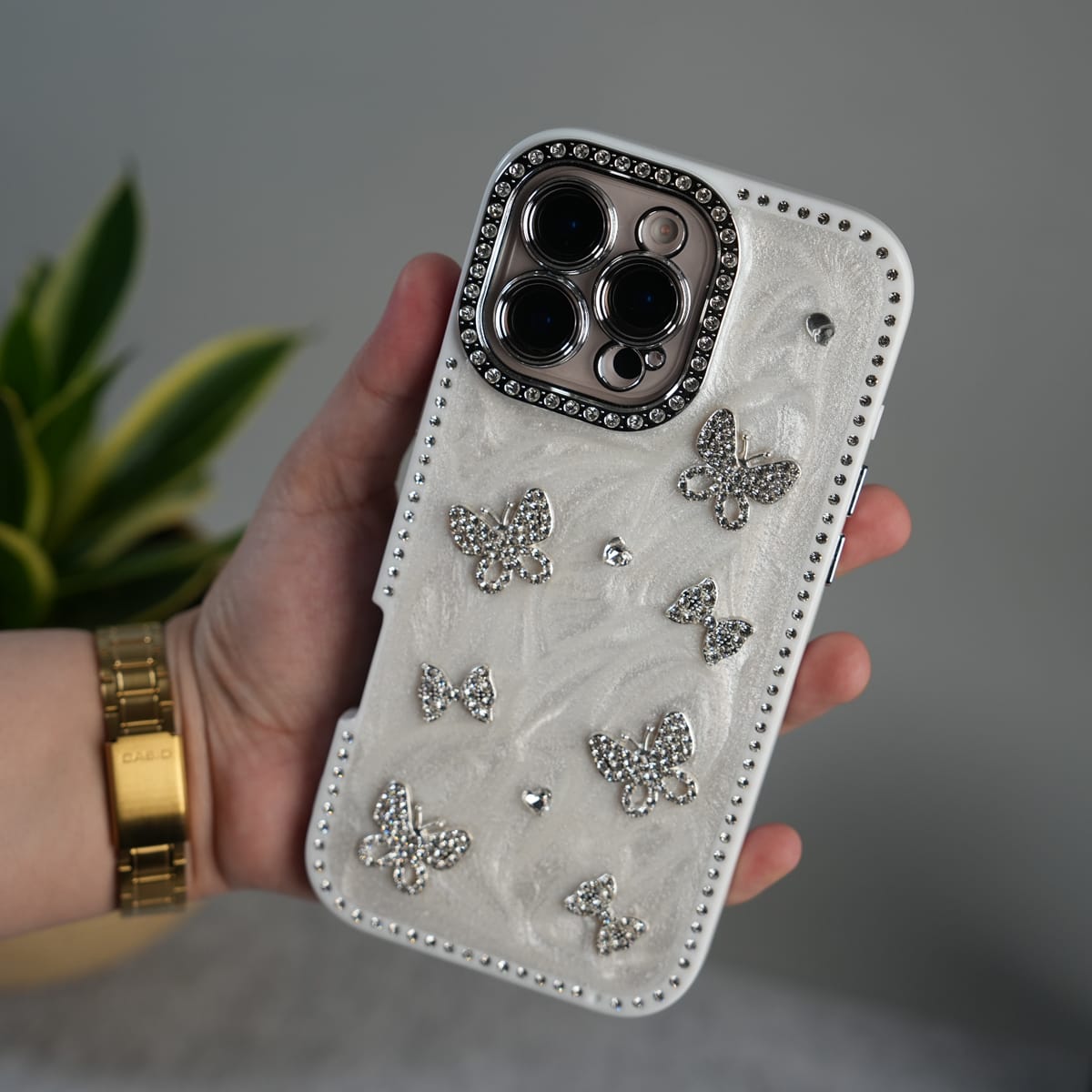iPhone Elegant Butterfly Charm Case | Premium Pearl Finish Designer Cover