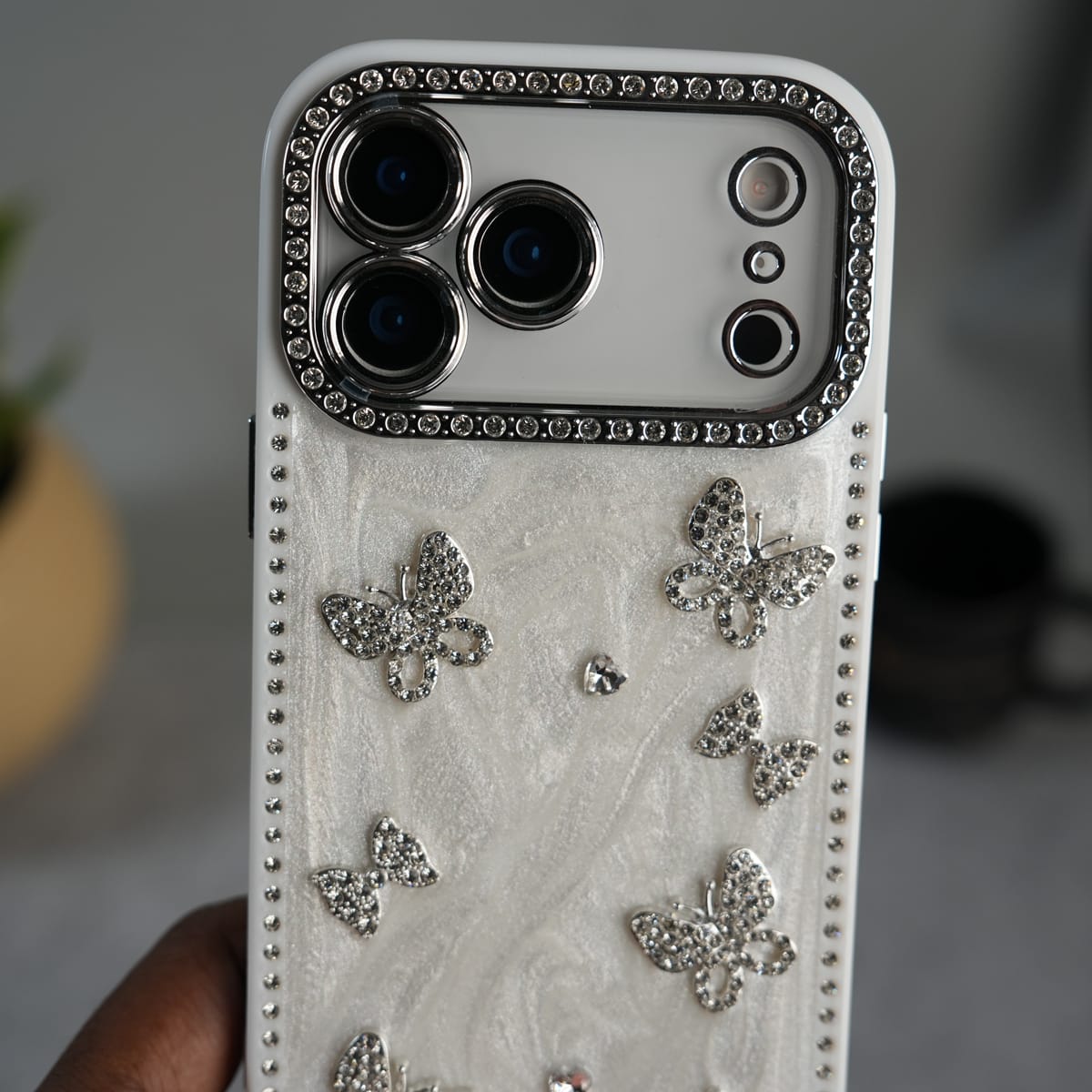 iPhone Elegant Butterfly Charm Case | Premium Pearl Finish Designer Cover