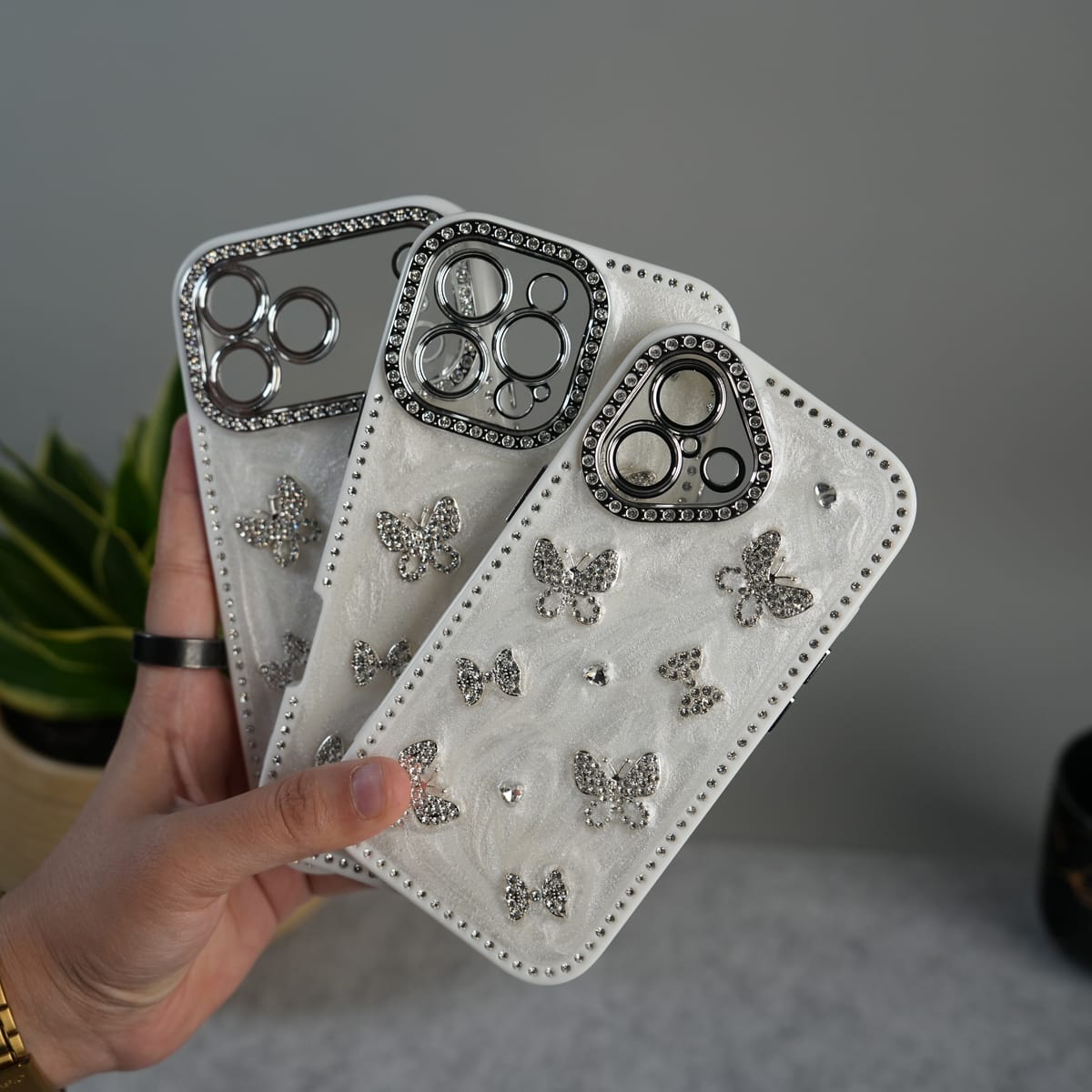 iPhone Elegant Butterfly Charm Case | Premium Pearl Finish Designer Cover