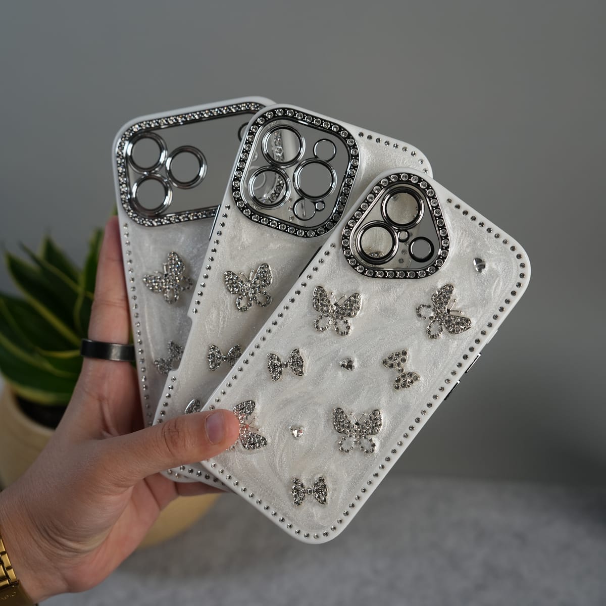 iPhone Elegant Butterfly Charm Case | Premium Pearl Finish Designer Cover