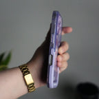 iPhone Series Beautiful Purple Glossy Floral With Kickstand Case Cover