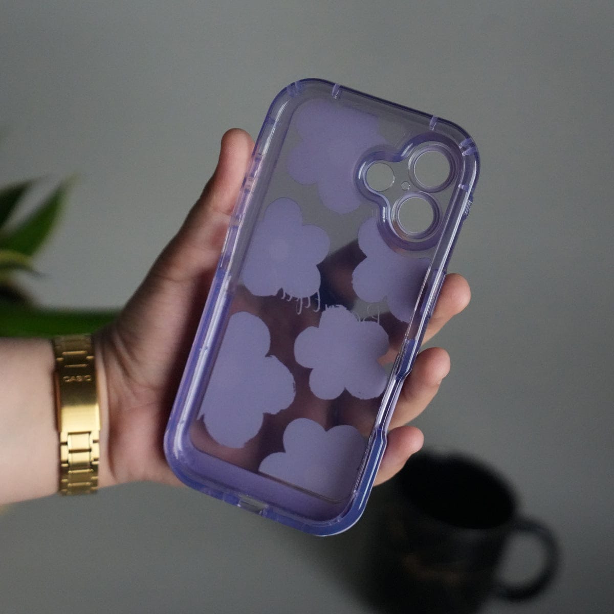 iPhone Series Beautiful Purple Glossy Floral With Kickstand Case Cover