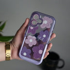 iPhone Series Beautiful Purple Glossy Floral With Kickstand Case Cover