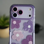 iPhone Series Beautiful Purple Glossy Floral With Kickstand Case Cover