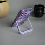 iPhone Series Beautiful Purple Glossy Floral With Kickstand Case Cover