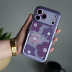 iPhone Series Beautiful Purple Glossy Floral With Kickstand Case Cover
