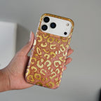 iPhone Series Luxury Gold Leopard Print Glitter Case with Glossy Finish