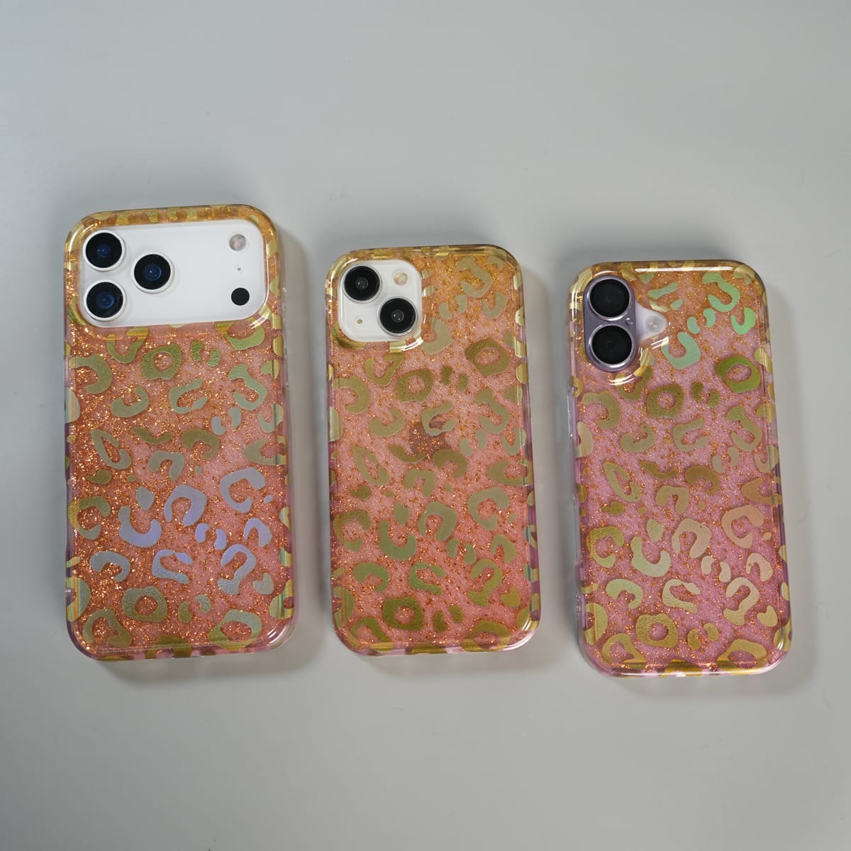 iPhone Series Luxury Gold Leopard Print Glitter Case with Glossy Finish