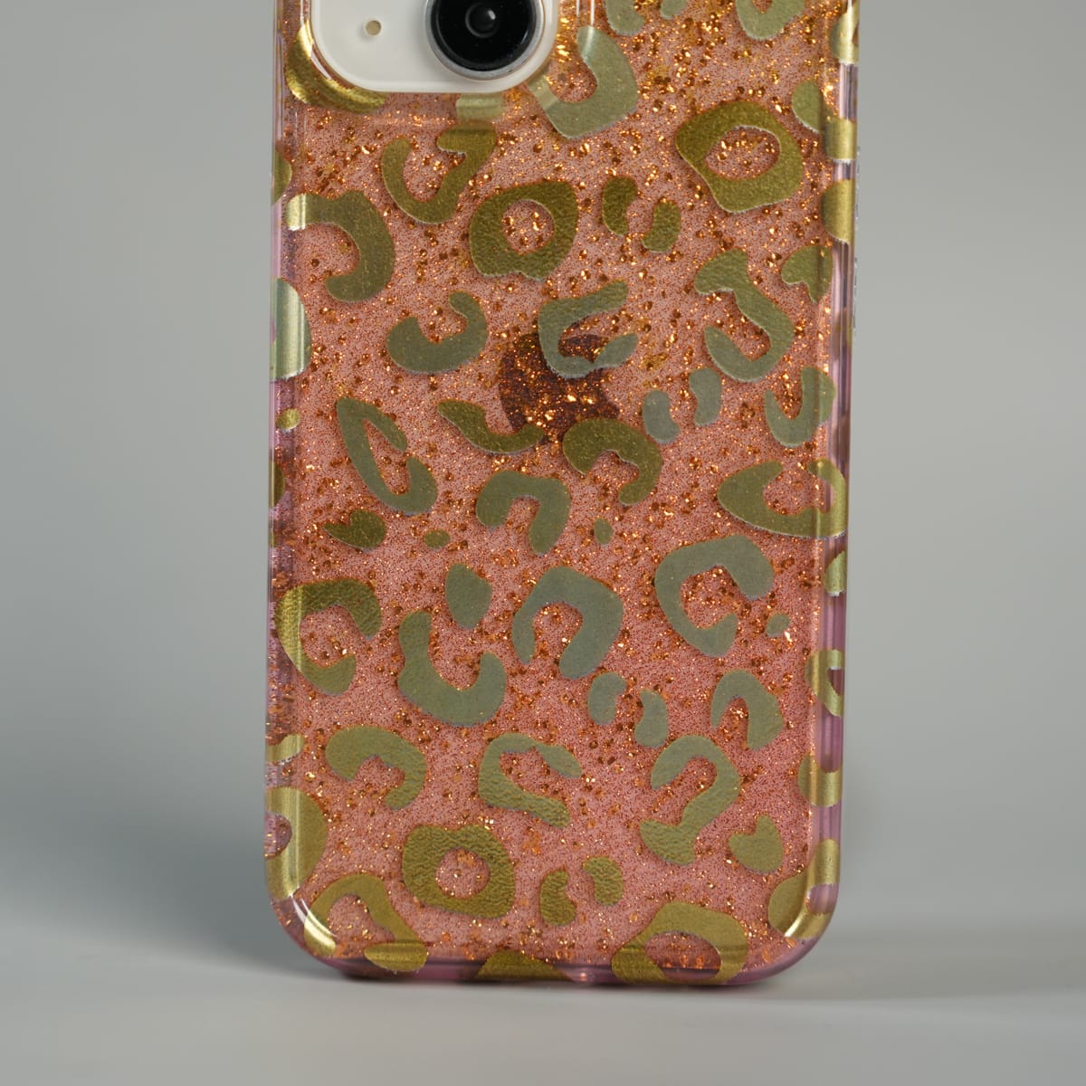 iPhone Series Luxury Gold Leopard Print Glitter Case with Glossy Finish
