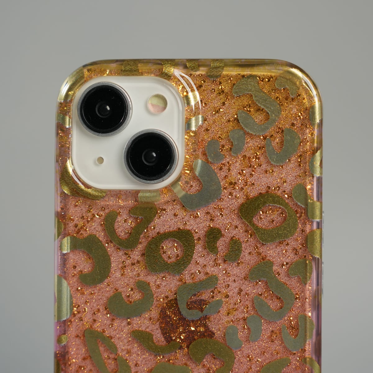 iPhone Series Luxury Gold Leopard Print Glitter Case with Glossy Finish