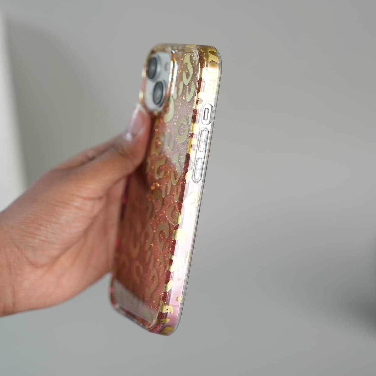 iPhone Series Luxury Gold Leopard Print Glitter Case with Glossy Finish