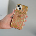 iPhone Series Luxury Gold Leopard Print Glitter Case with Glossy Finish