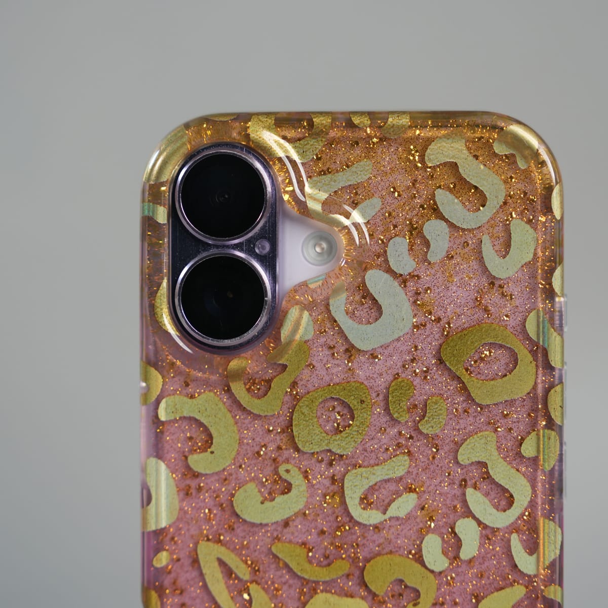 iPhone Series Luxury Gold Leopard Print Glitter Case with Glossy Finish