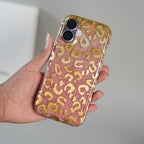 iPhone Series Luxury Gold Leopard Print Glitter Case with Glossy Finish