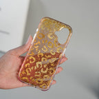 iPhone Series Luxury Gold Leopard Print Glitter Case with Glossy Finish