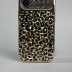 iPhone Series Luxury Leopard Crystal Case with Rhinestone Camera Frame & Glossy Finish