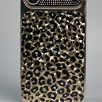 iPhone Series Luxury Leopard Crystal Case with Rhinestone Camera Frame & Glossy Finish
