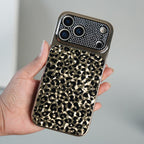 iPhone Series Luxury Leopard Crystal Case with Rhinestone Camera Frame & Glossy Finish