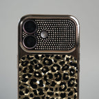 iPhone Series Luxury Leopard Crystal Case with Rhinestone Camera Frame & Glossy Finish