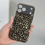 iPhone Series Luxury Leopard Crystal Case with Rhinestone Camera Frame & Glossy Finish