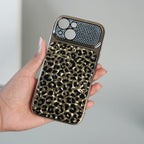 iPhone Series Luxury Leopard Crystal Case with Rhinestone Camera Frame & Glossy Finish