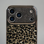 iPhone Series Luxury Leopard Crystal Case with Rhinestone Camera Frame & Glossy Finish
