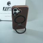 iPhone Series Premium Carbon-Texture Ring Stand Flip Case | Metal Kickstand | Slim & Protective Cover