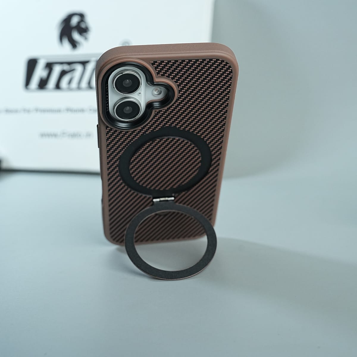 iPhone Series Premium Carbon-Texture Ring Stand Flip Case | Metal Kickstand | Slim & Protective Cover