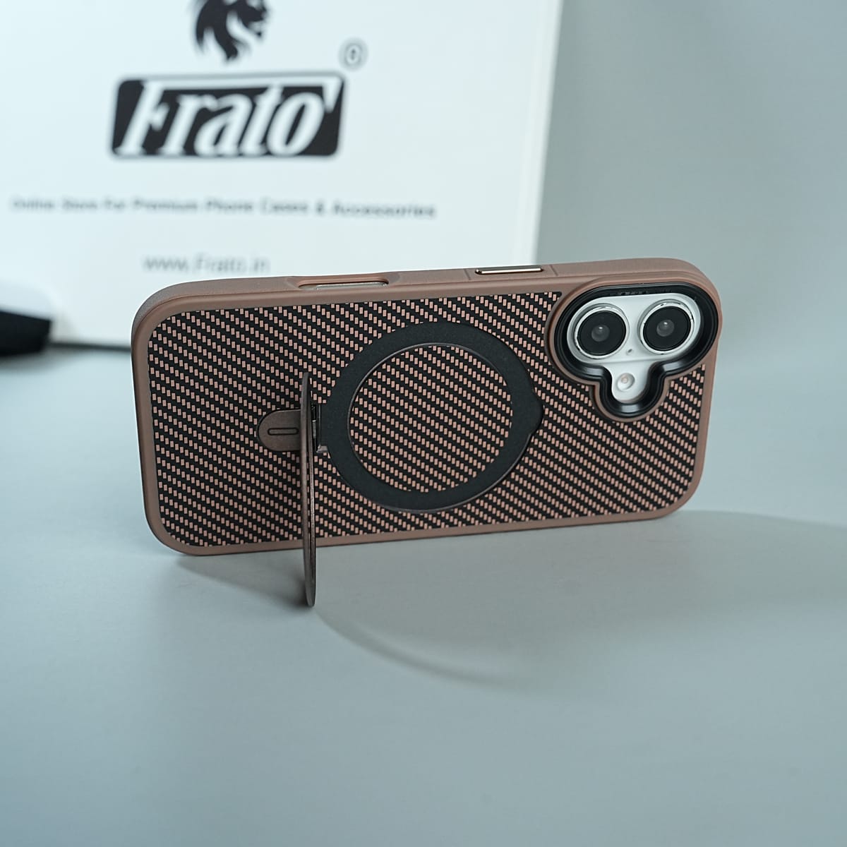 iPhone Series Premium Carbon-Texture Ring Stand Flip Case | Metal Kickstand | Slim & Protective Cover