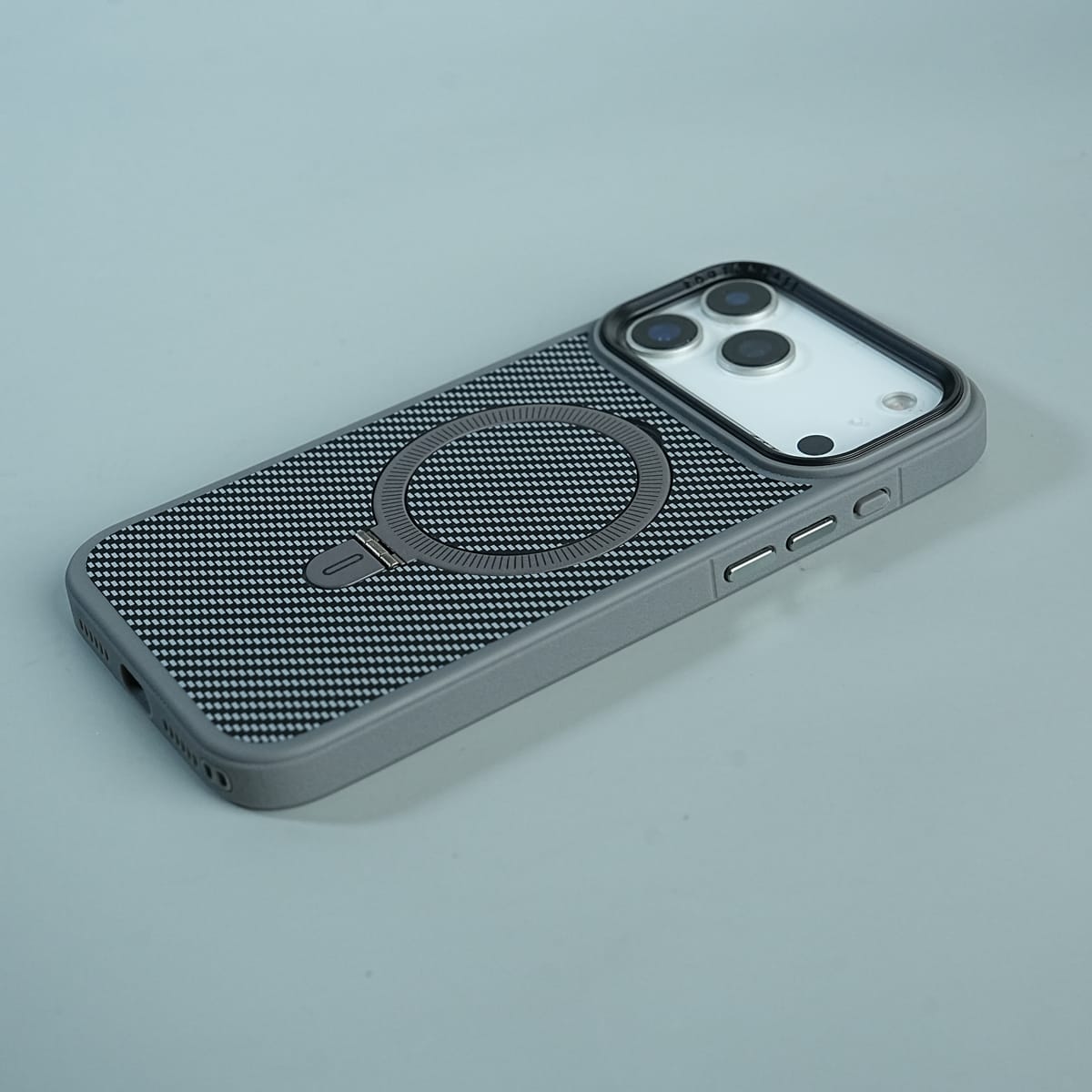 iPhone Series Premium Carbon-Texture Ring Stand Flip Case | Metal Kickstand | Slim & Protective Cover