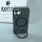 iPhone Series Premium Carbon-Texture Ring Stand Flip Case | Metal Kickstand | Slim & Protective Cover