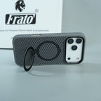iPhone Series Premium Carbon-Texture Ring Stand Flip Case | Metal Kickstand | Slim & Protective Cover