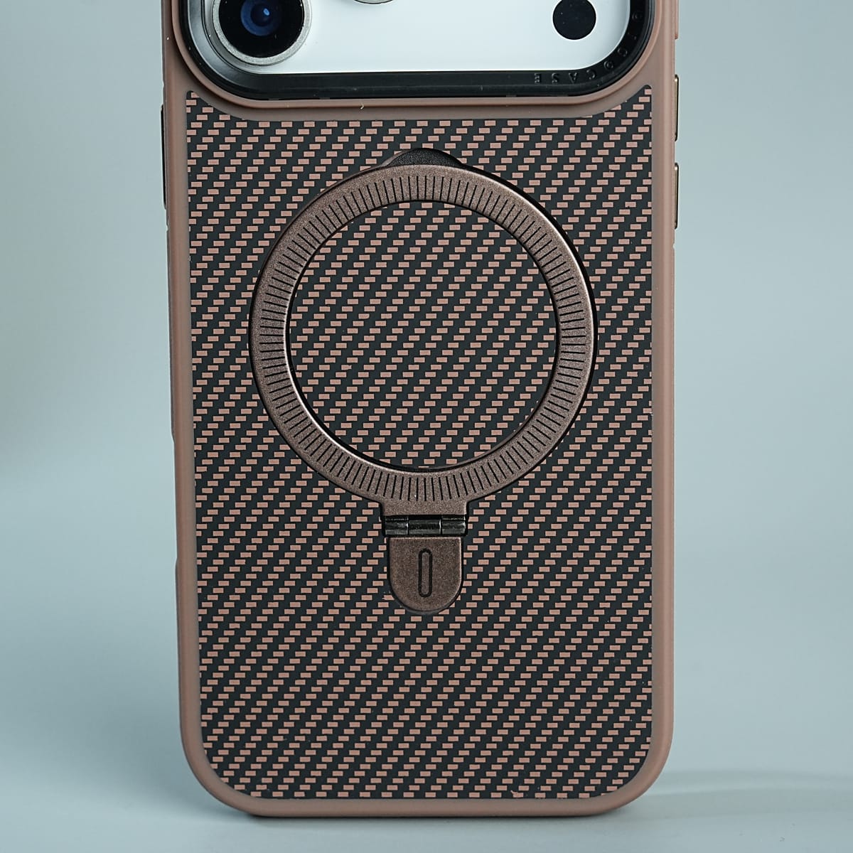 iPhone Series Premium Carbon-Texture Ring Stand Flip Case | Metal Kickstand | Slim & Protective Cover