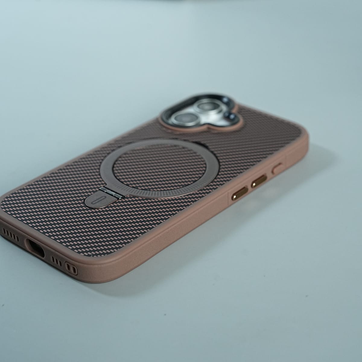iPhone Series Premium Carbon-Texture Ring Stand Flip Case | Metal Kickstand | Slim & Protective Cover