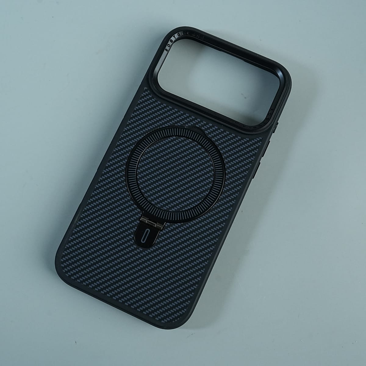 iPhone Series Premium Carbon-Texture Ring Stand Flip Case | Metal Kickstand | Slim & Protective Cover