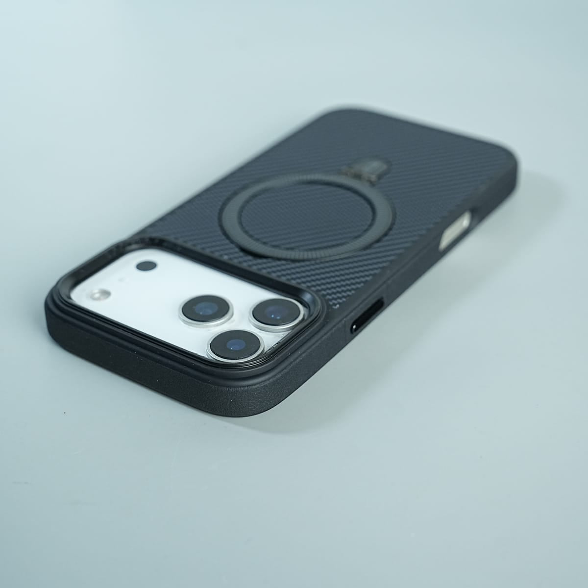 iPhone Series Premium Carbon-Texture Ring Stand Flip Case | Metal Kickstand | Slim & Protective Cover