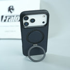 iPhone Series Premium Carbon-Texture Ring Stand Flip Case | Metal Kickstand | Slim & Protective Cover