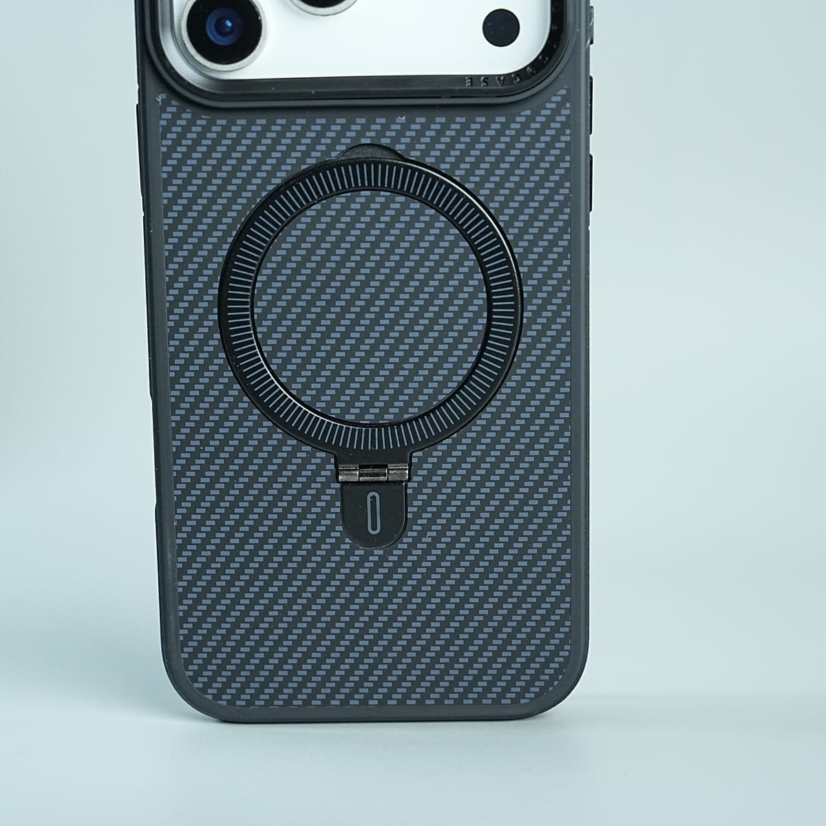 iPhone Series Premium Carbon-Texture Ring Stand Flip Case | Metal Kickstand | Slim & Protective Cover