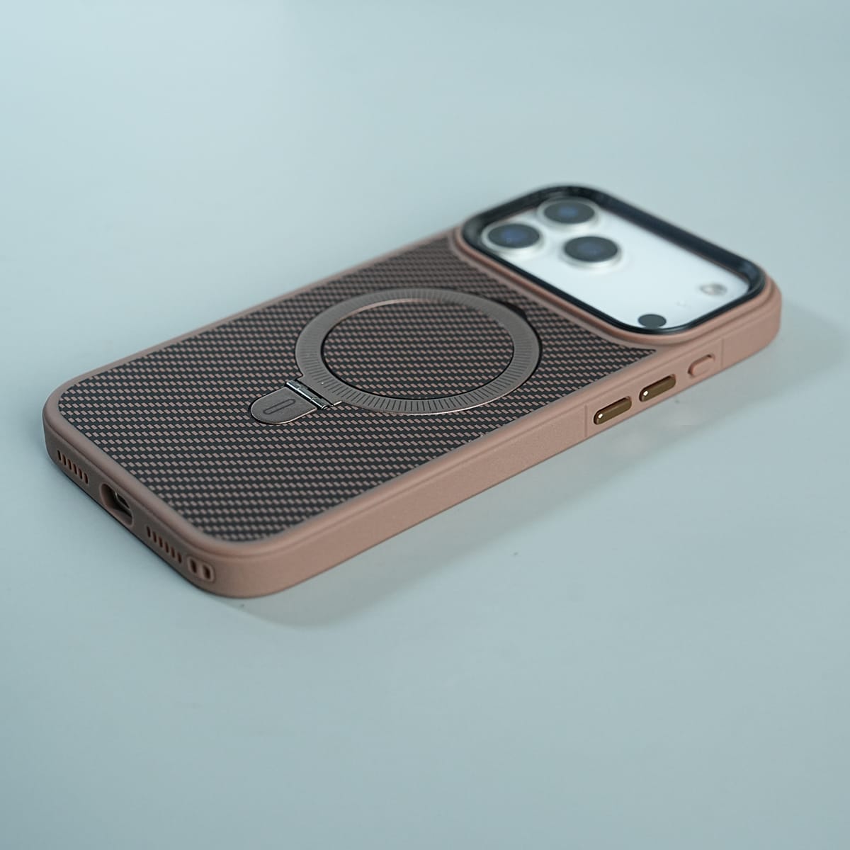 iPhone Series Premium Carbon-Texture Ring Stand Flip Case | Metal Kickstand | Slim & Protective Cover