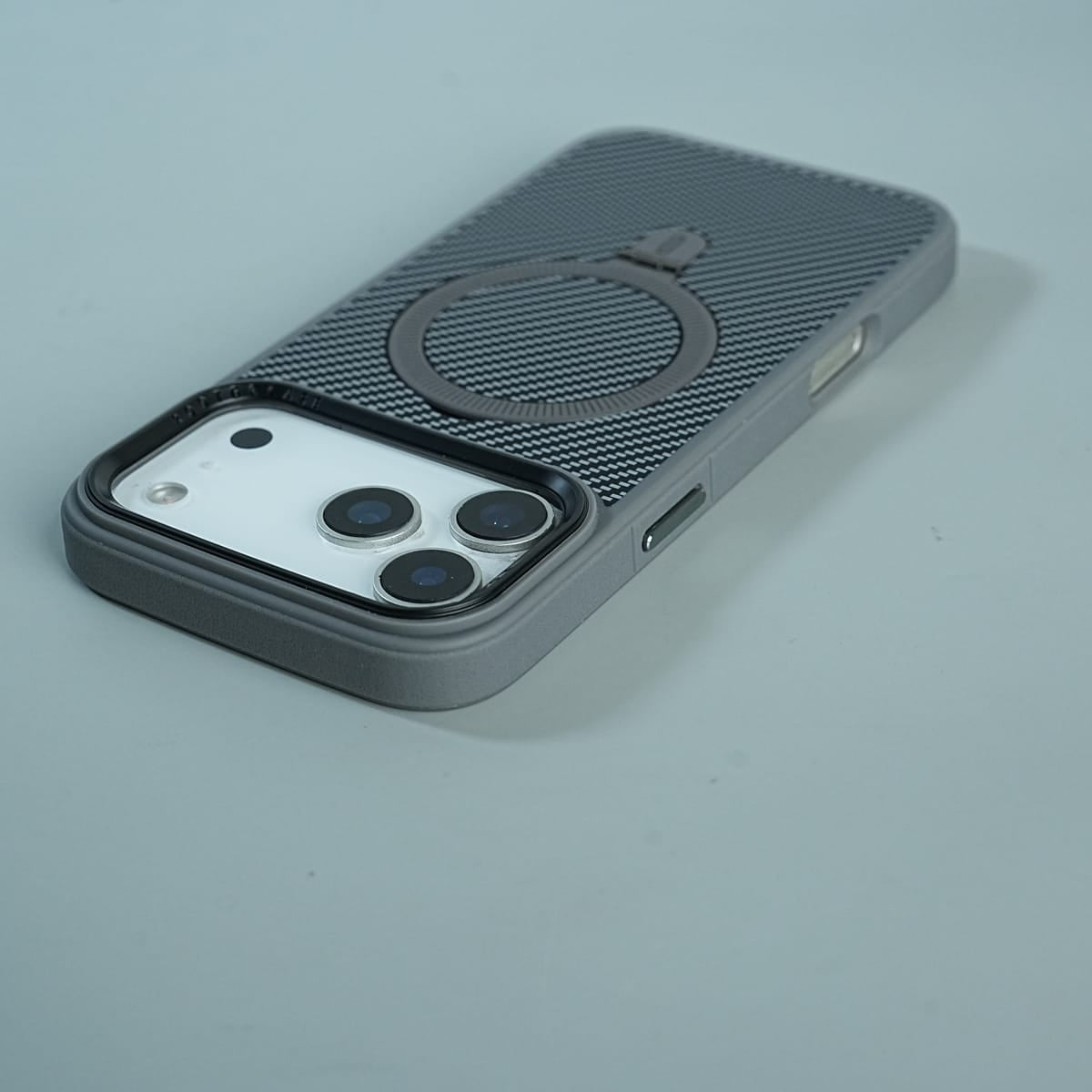 iPhone Series Premium Carbon-Texture Ring Stand Flip Case | Metal Kickstand | Slim & Protective Cover