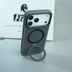 iPhone Series Premium Carbon-Texture Ring Stand Flip Case | Metal Kickstand | Slim & Protective Cover