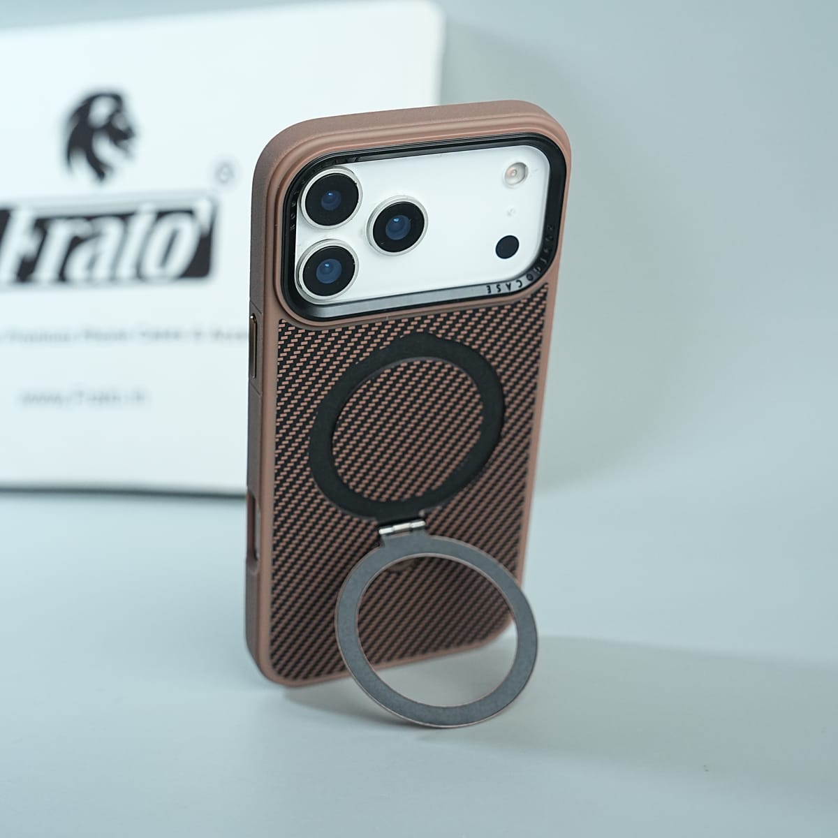 iPhone Series Premium Carbon-Texture Ring Stand Flip Case | Metal Kickstand | Slim & Protective Cover