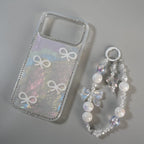 iPhone Series Premium Pearl Bow Crystal Border Shimmer Case