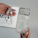 iPhone Series Premium Pearl Bow Crystal Border Shimmer Case