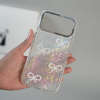 iPhone Series Premium Pearl Bow Crystal Border Shimmer Case