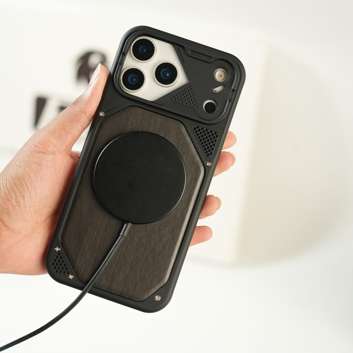 iPhone Series Premium Wood Texture PVC MagSafe Protective Case